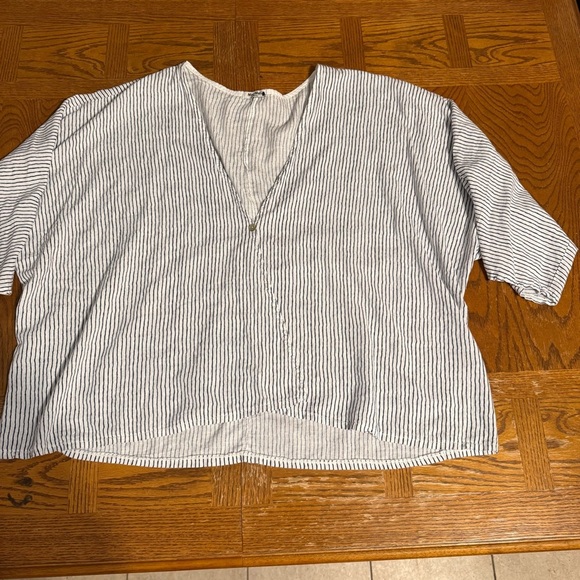 Meo Meli Linen Blend Kimono Top Cardigan Striped O/S Lagenlook Relaxed Fit Boho - Picture 5 of 16